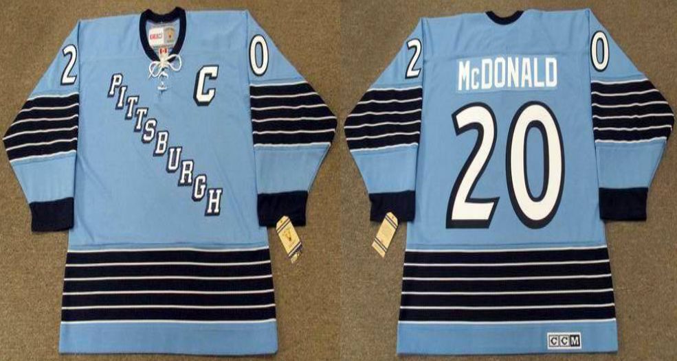2019 Men Pittsburgh Penguins #20 Mcdonald Blue CCM NHL jerseys
